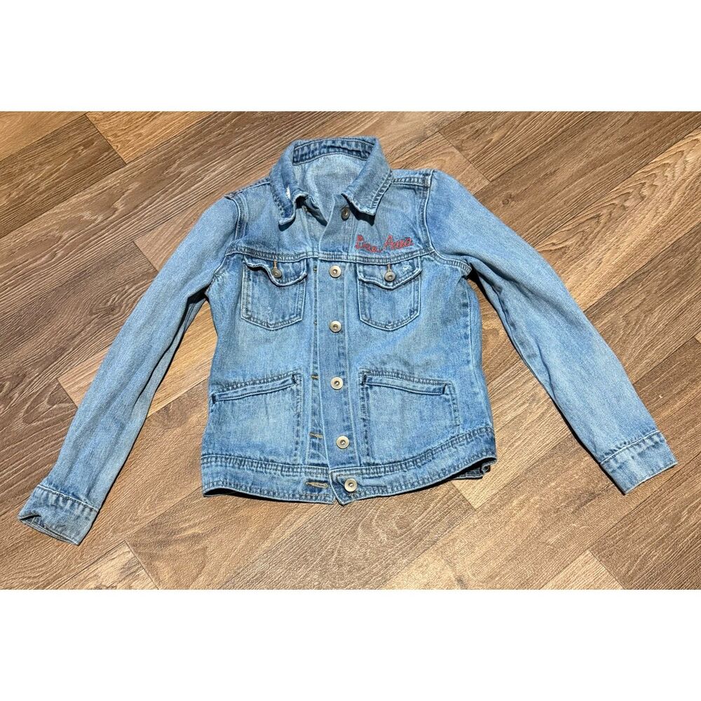 Women's Medium Wash Denim Trucker Jacket Embroidered "Bae Area"